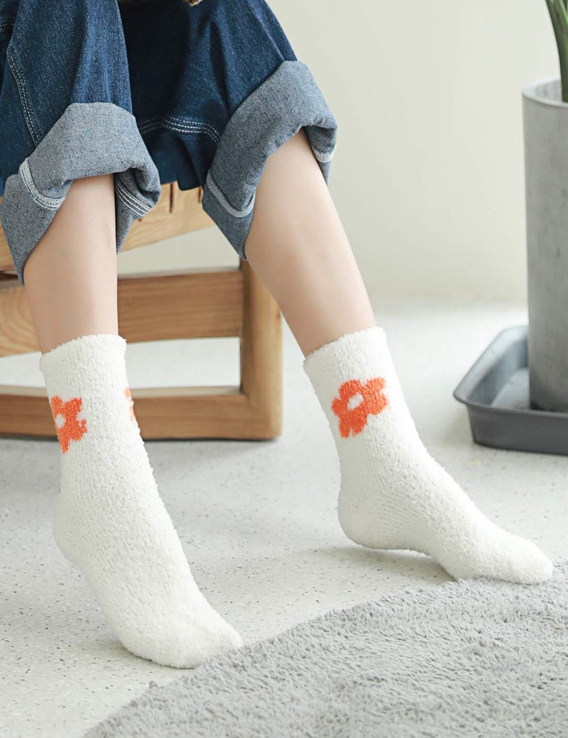 TOCONFFON Women's Cozy Fluffy Fuzzy Socks Plush Home Sleep Slipper Socks - Warm Cozy Gifts Ideas for Women 5,6,7,8 Pairs(7 Flowers) - Image 4